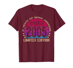 21 Year Old Gifts Vintage 2005 Limited Edition 21st Birthday T-Shirt