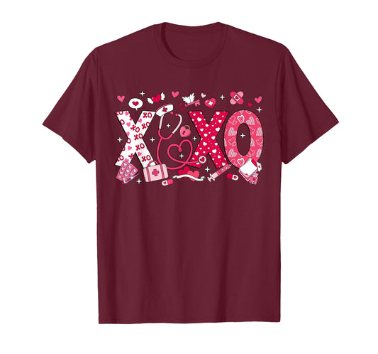 Nurse XOXO Stethoscope Valentine RN PCT CNA Nurse Women T-Shirt