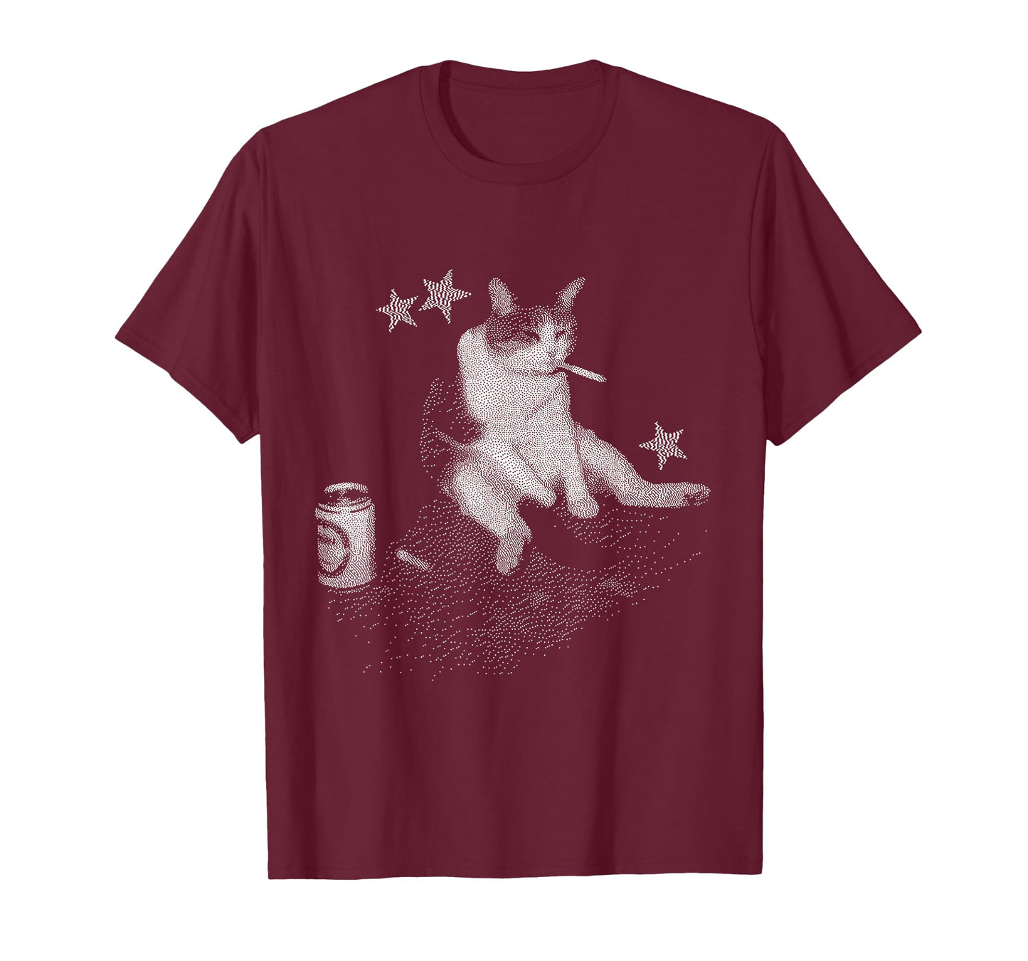 Smoking Cat Meme for Men and Women Funny Dither Graphic T-Shirt