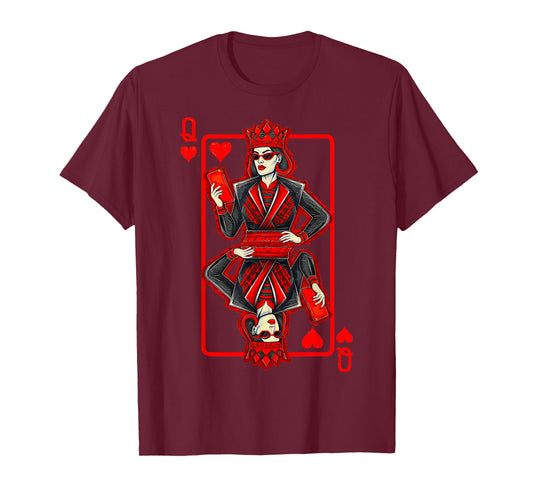 Classic Whimsical Queen of Hearts Sunglasses Playing Card T-Shirt