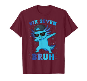 Six Seven 6 7 Meme Cool Dabbing 67 Axolotl Kids Boys Teens T-Shirt