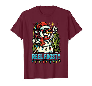 Snowman Fishing Christmas Holiday Festive Winter Fish Lover T-Shirt
