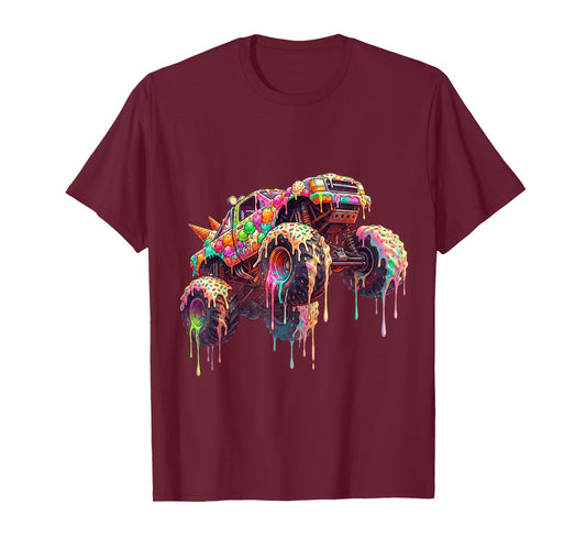 Monster Truck Ice Cream Dripping Toddler Boys Kid Youth Drip T-Shirt