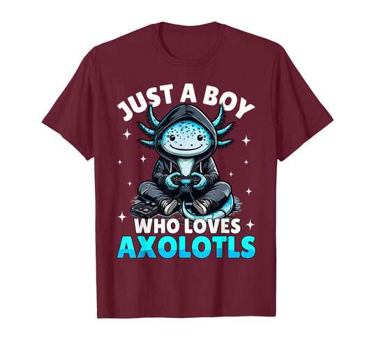 Just A Boy Who Loves Axolotls Kids Boys Cute Gamer T-Shirt