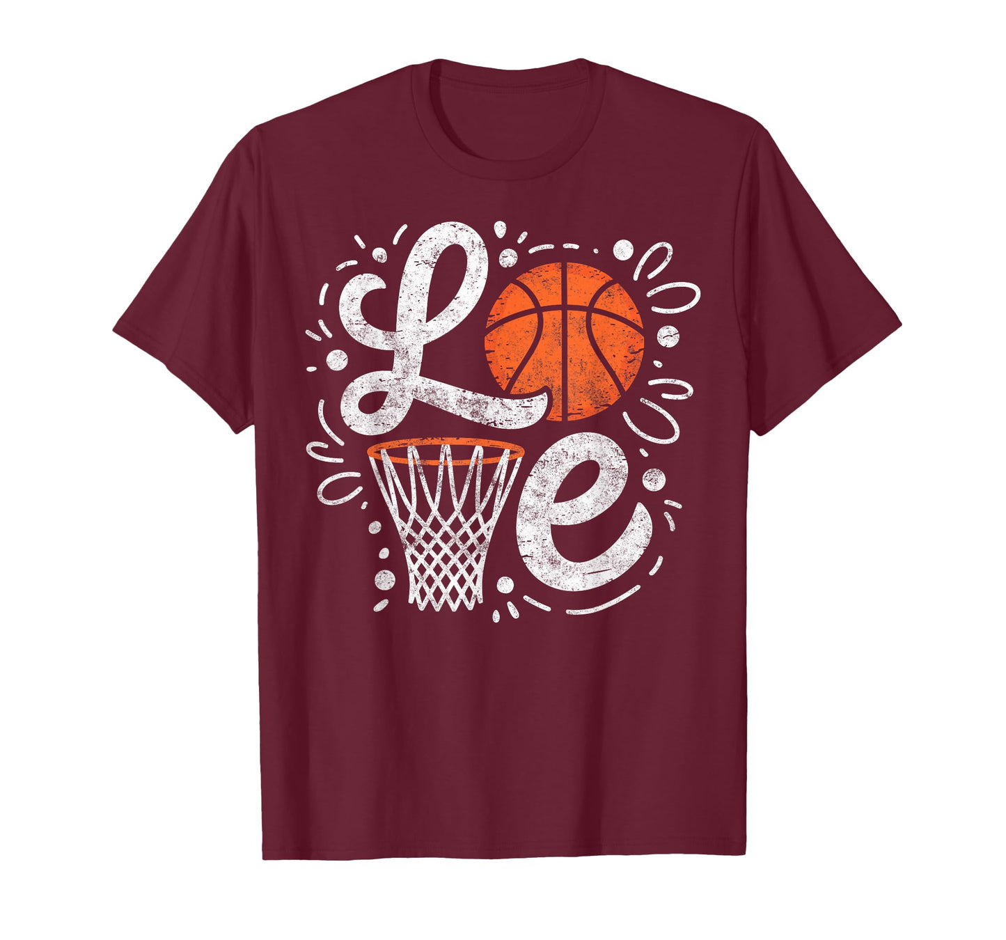 Vintage Love Basketball Ball Girl Player Fan Mom Grandma Tee T-Shirt