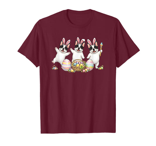 Cute Easter French Bulldog Bunny Ears Eggs Kawaii Dancing T-Shirt