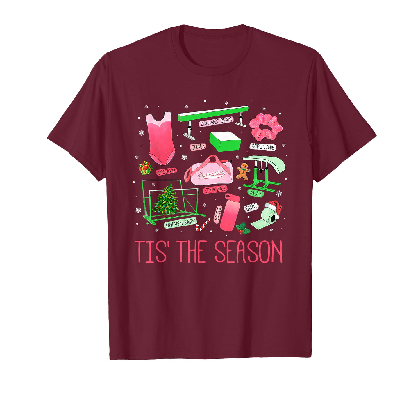 Tis The Season Gymnastics Workout Fitness Exercise Christmas T-Shirt