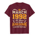 March 1992 Vintage 34 Years Awesome 34th Birthday Mar T-Shirt