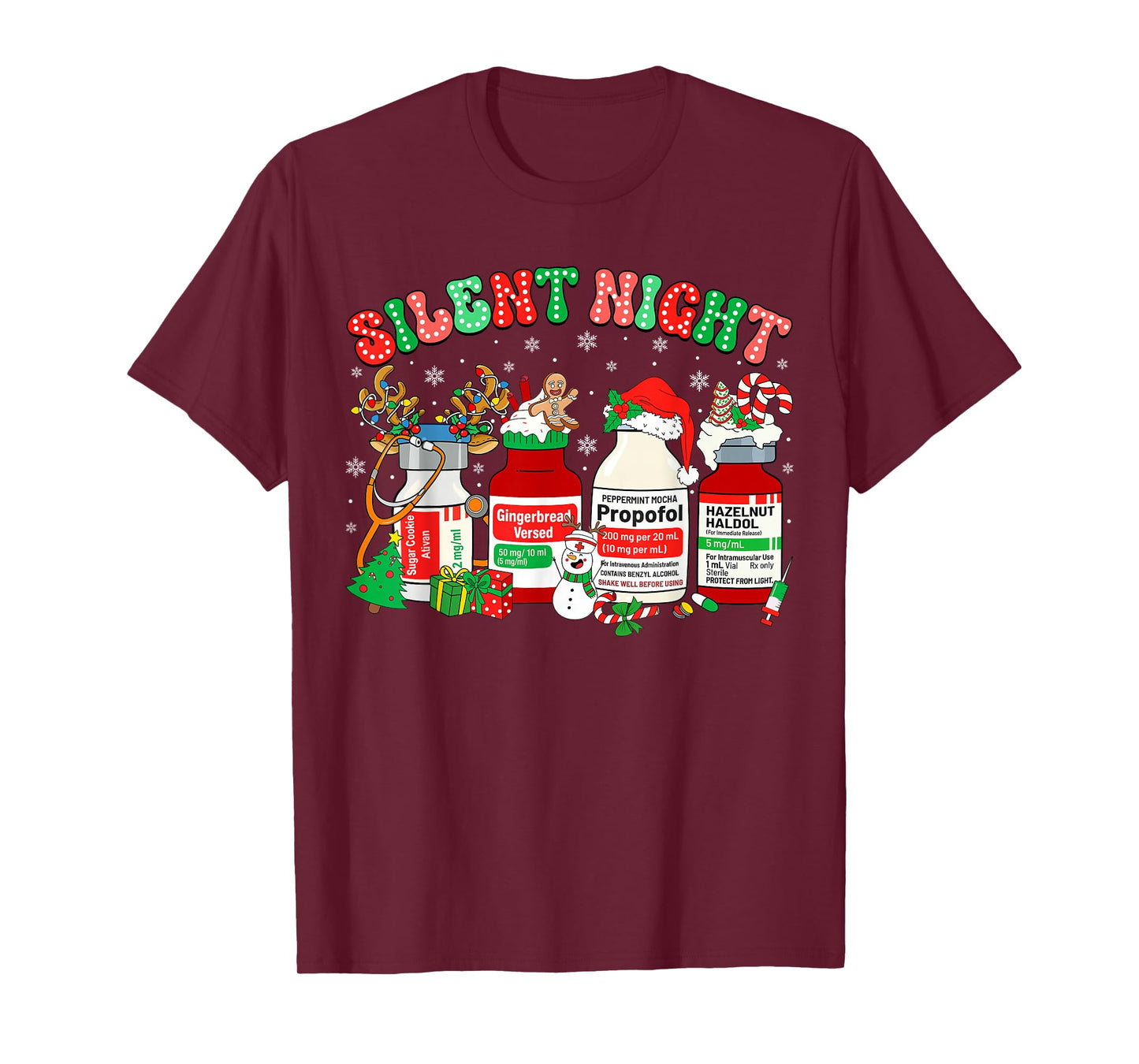 Retro Propofol Silent Night ER ED RN ICU Nurses Christmas T-Shirt