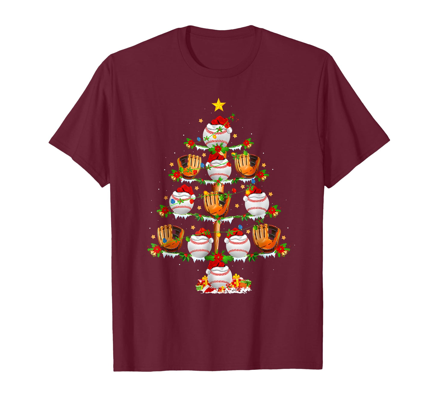 Santa Sports Design for Men Boys Christmas Baseball Player T-Shirt