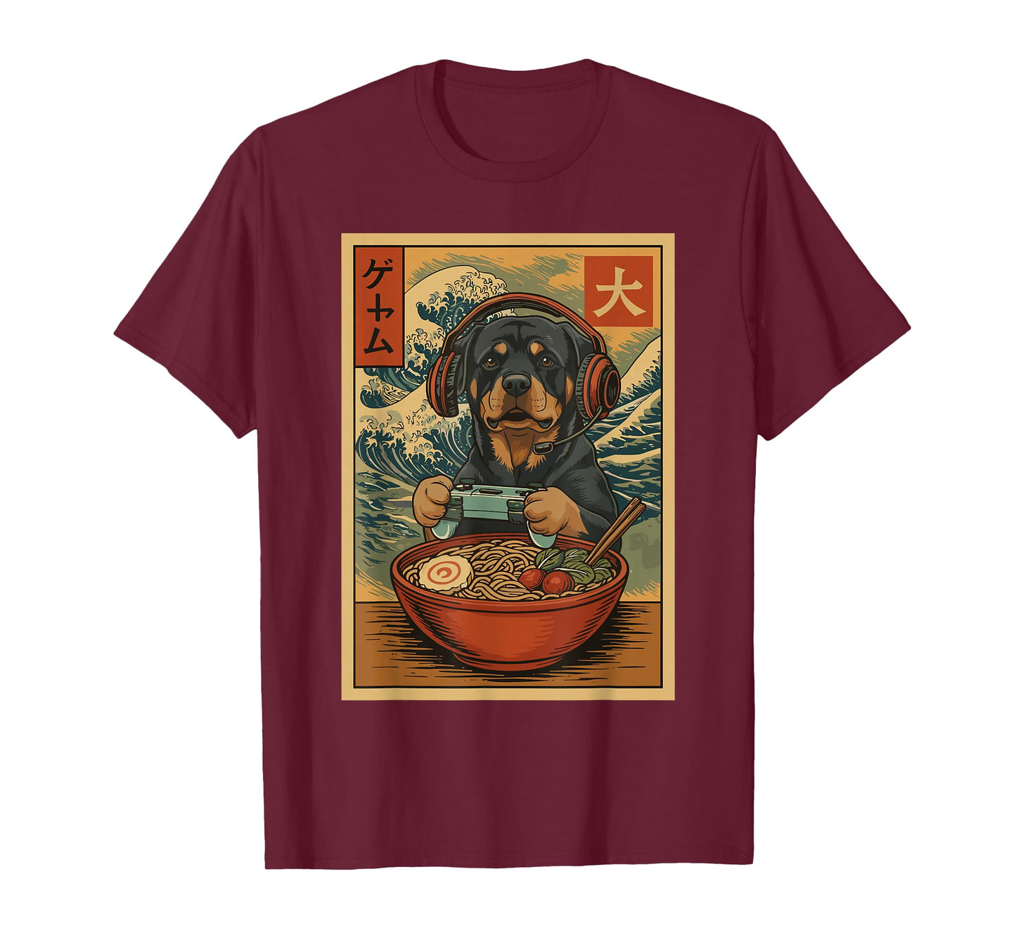 Kawaii Anime Gamer Rottweiler Ramen Retro Japanese Gaming T-Shirt