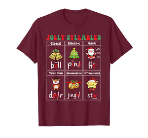 Christmas Jolly Syllables Teacher Students Funny Six Types T-Shirt