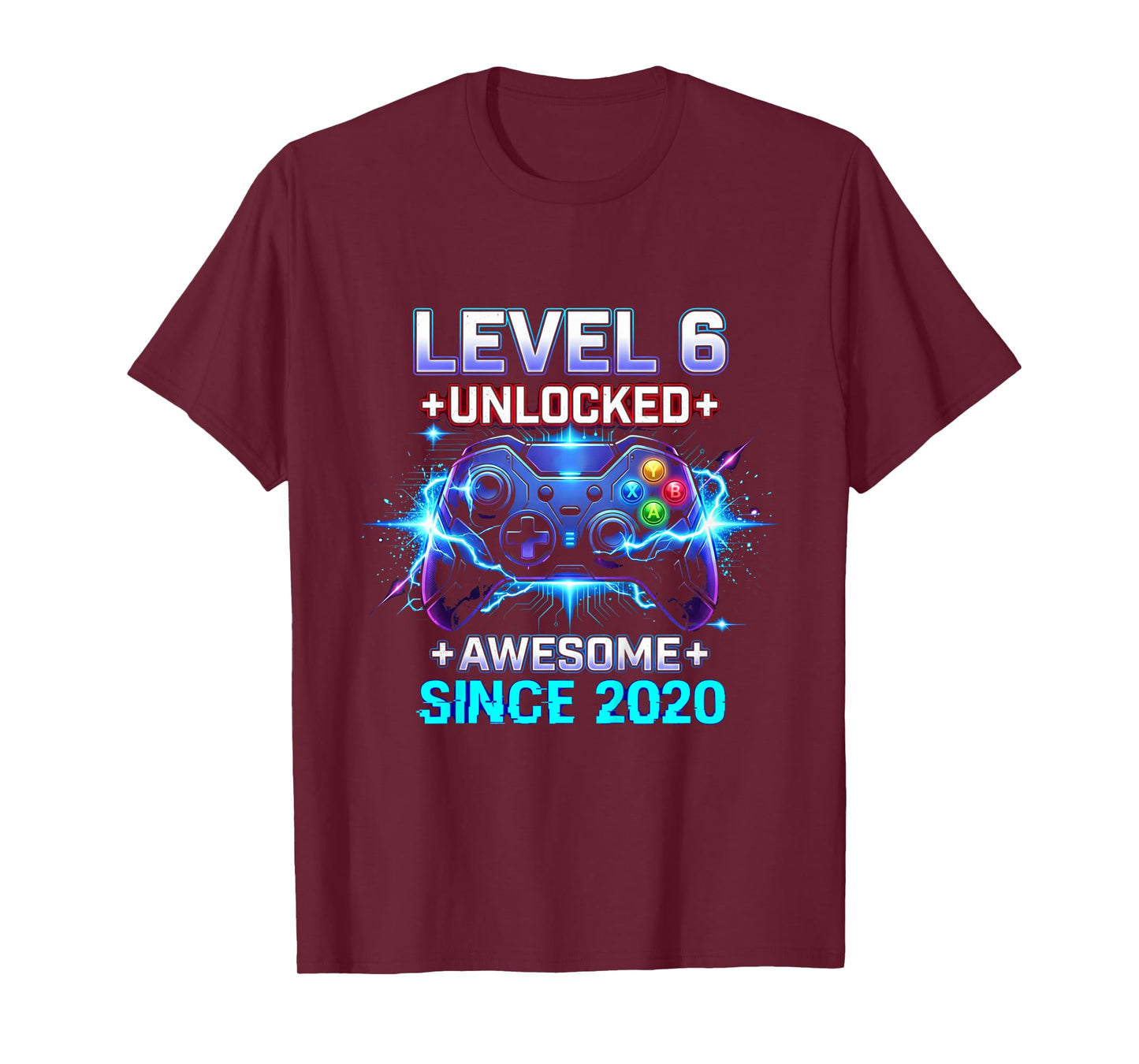 Kids Level 6 Unlocked Awesome Since 2020 6th Birthday Boy Gamer T-Shirt