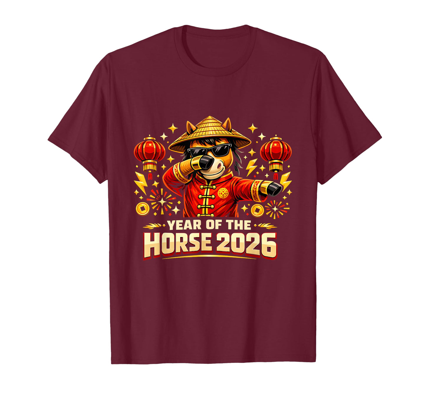 Year of The Horse 2026 Dabbing Horse Chinese New Year Kids T-Shirt