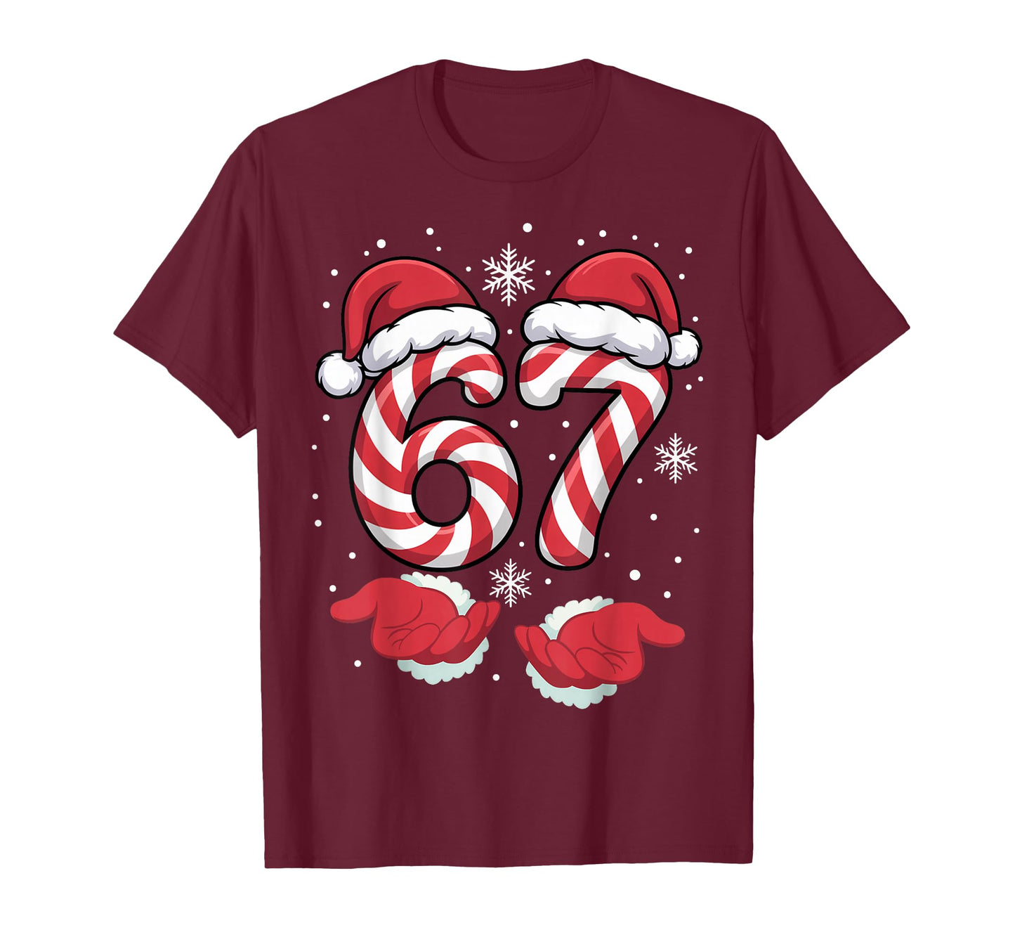Viral 67 Candy Canes Santa Funny Holiday Kids Xmas Humor T-Shirt