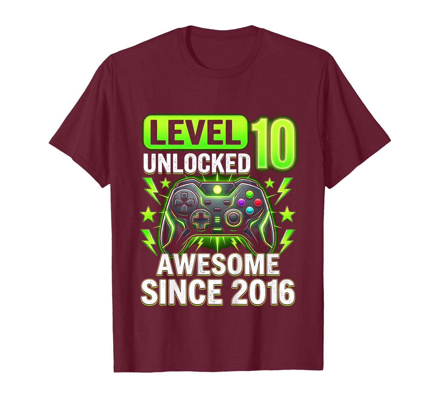 Kids 10th Birthday Gamer Level 10 Unlocked Awesome Since 2016 T-Shirt
