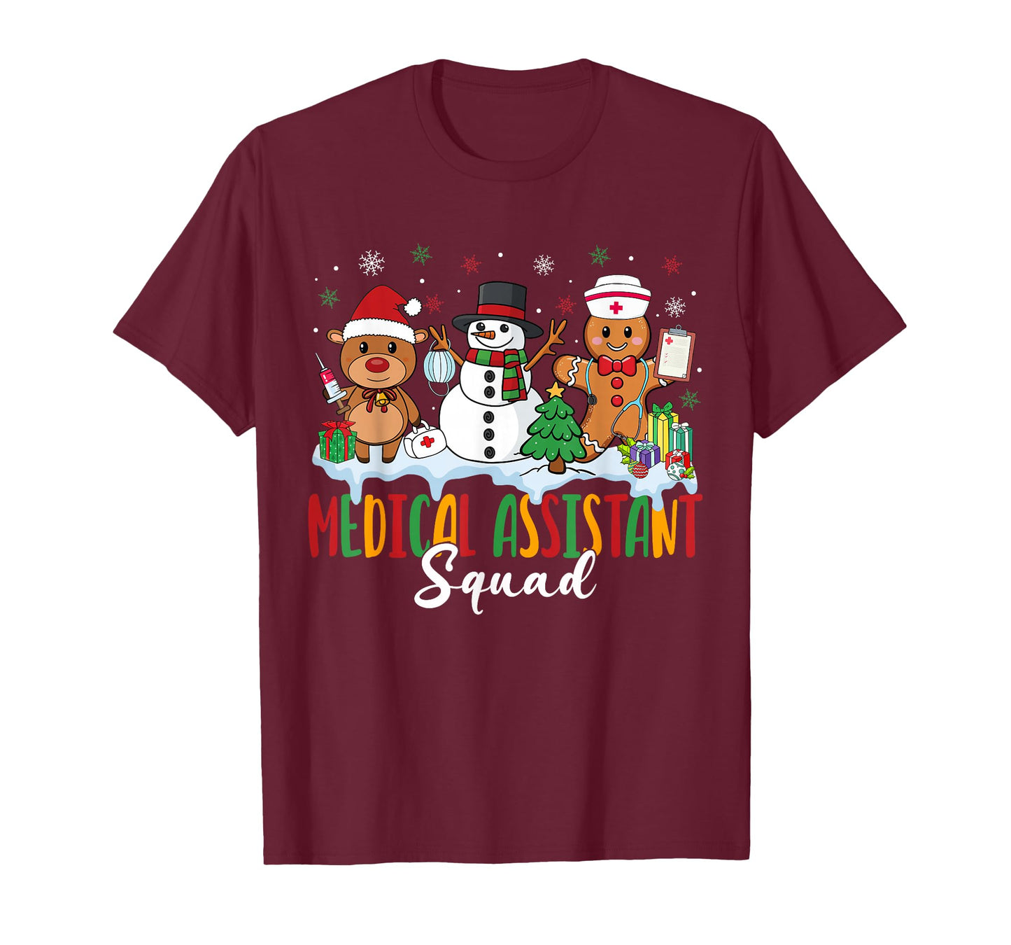 Medical Assistant Squad Reindeer Gingerbread Christmas T-Shirt
