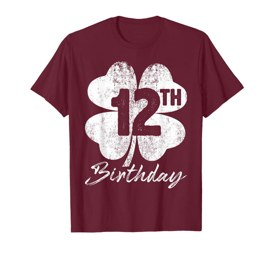 Funny 12th Birthday Shamrock St Patrick's Day Boys Girls T-Shirt
