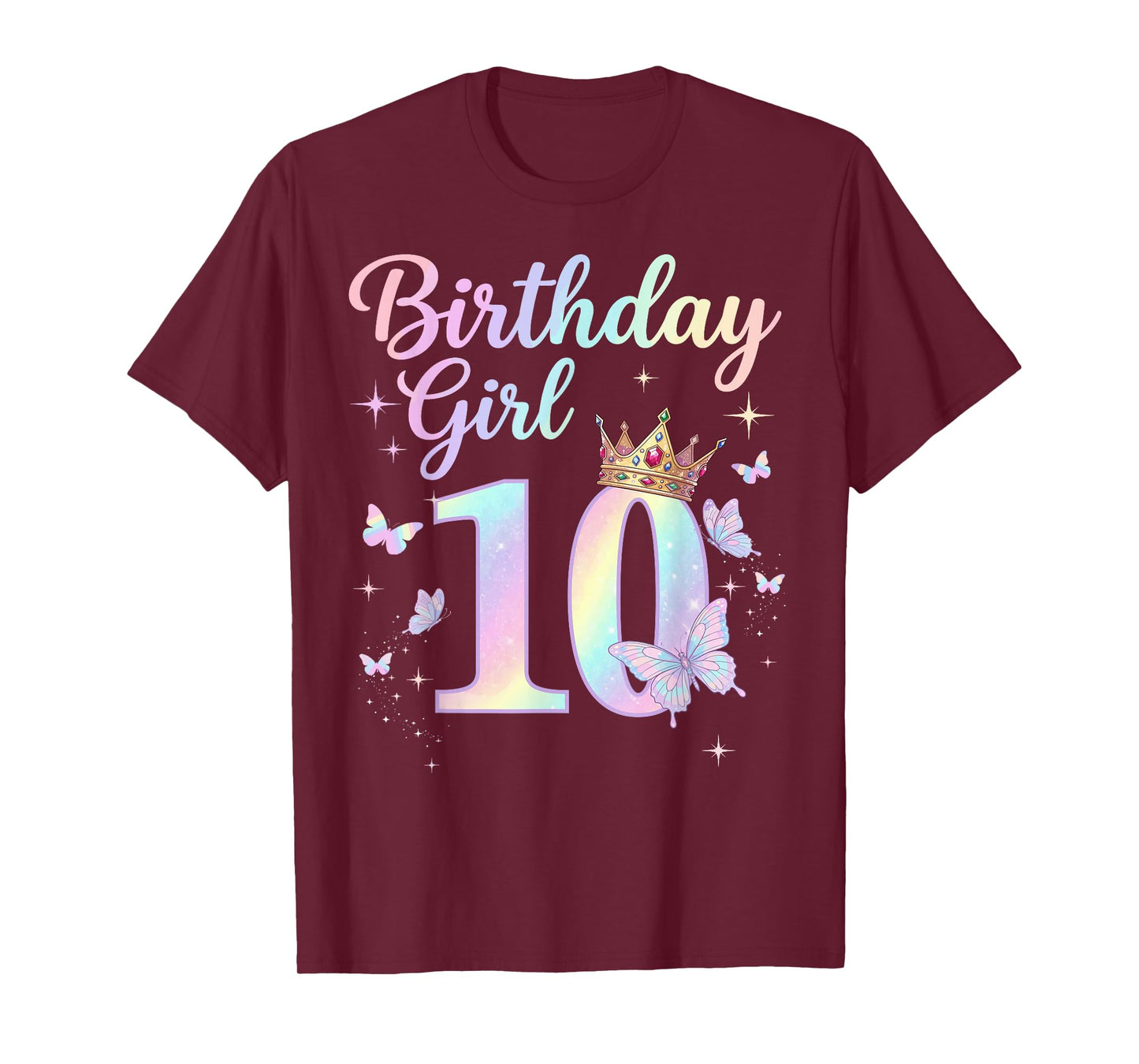 10th Birthday Shirt for Girls 10 Year Old Butterfly Birthday T-Shirt