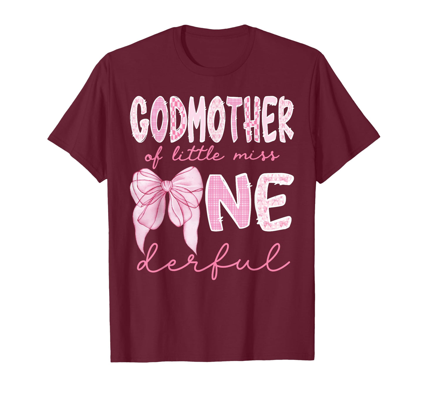 Godmother of Little Miss Onederful First Birthday Girl Bow T-Shirt