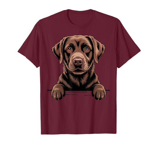 Chocolate Lab Funny Peeking Pocket Labrador Puppy Dog Lover T-Shirt
