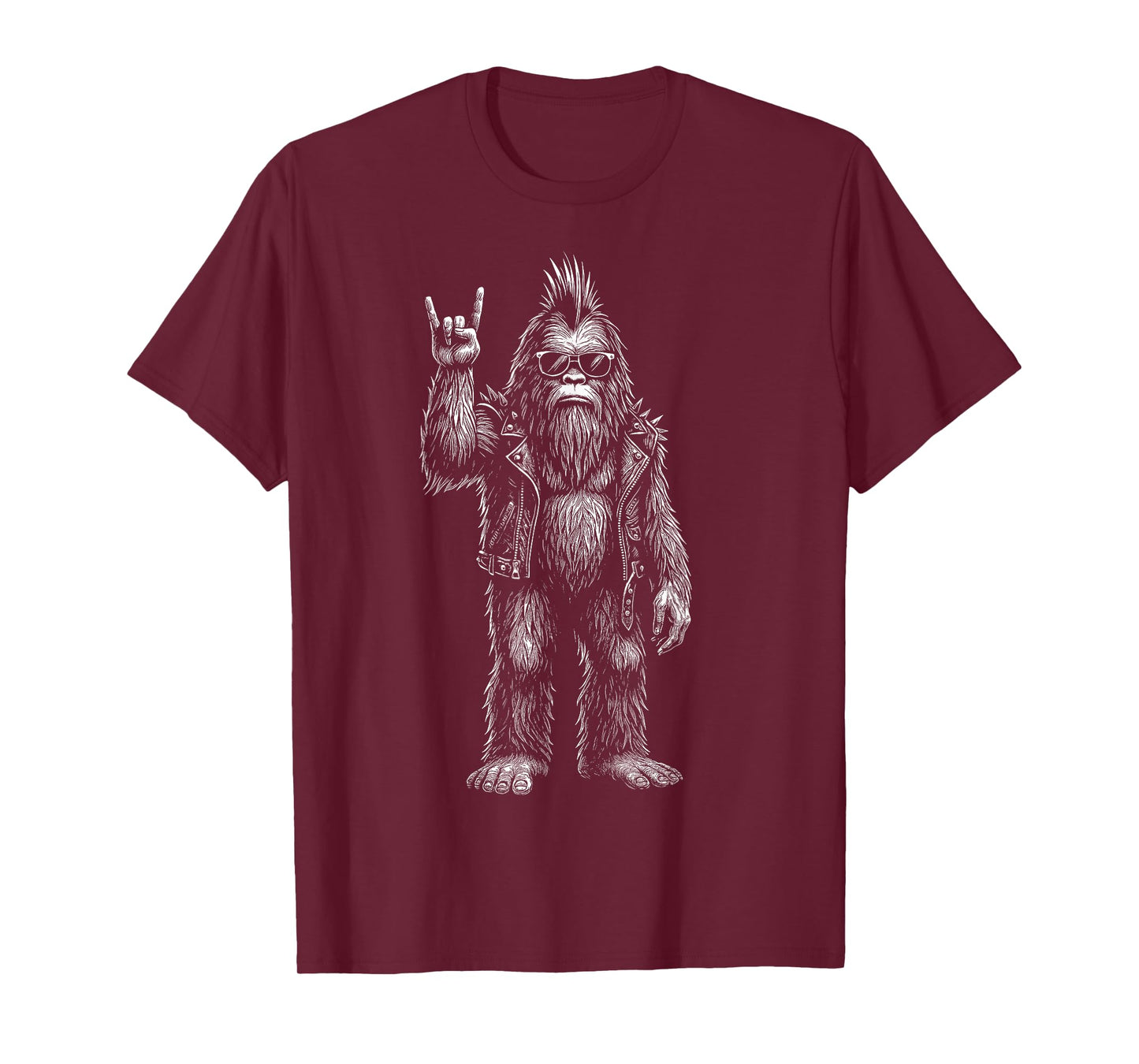 Punk Rocker Bigfoot Funny Sasquatch Rock and Roll Music Fan T-Shirt