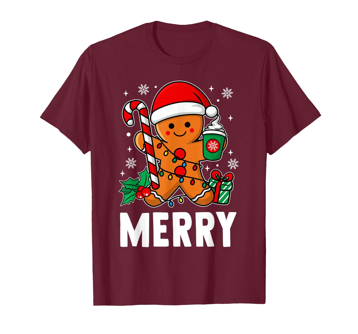 Merry Christmas Xmas Candy Cane Gingerbread Couples Pajama T-Shirt
