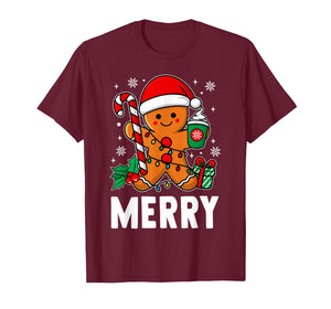 Merry Christmas Xmas Candy Cane Gingerbread Couples Pajama T-Shirt