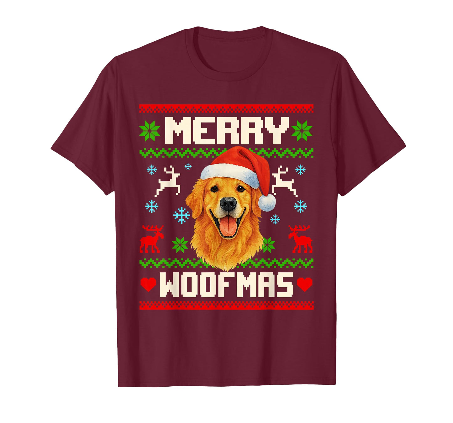 Golden Retriever Dog Christmas Ugly Sweater Dog Lover Xmas T-Shirt