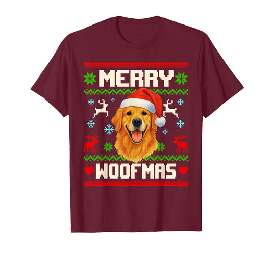 Golden Retriever Dog Christmas Ugly Sweater Dog Lover Xmas T-Shirt