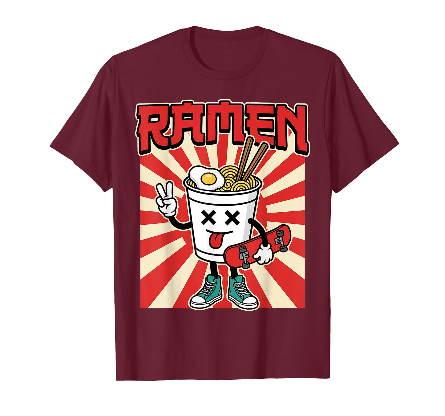 Cute Ramen Skater Tee Kawaii Anime Skateboard Lover Teens T-Shirt
