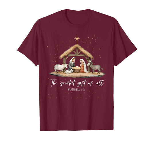 The Greatest Gift for All Christmas Nativity Jesus Christian T-Shirt