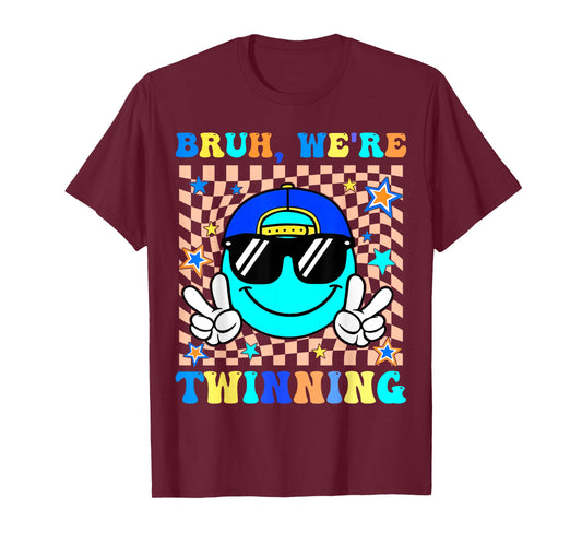 Bruh We're Twinning Retro Twin Day Spirit Week Boys Kids T-Shirt