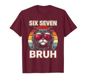 Cool Retro Six Seven Bruh Cat Sunglasses Meme 67 T-Shirt