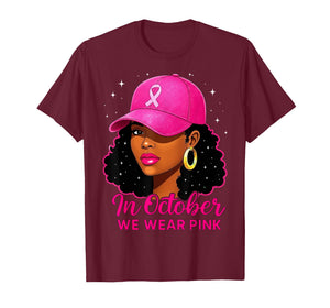 in October We Wear Pink Black Women Breast Cancer Awareness T-Shirt