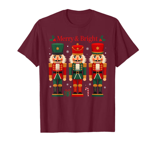 Merry & Bright Nutcracker Christmas Ballet Dance Xmas Pajama T-Shirt