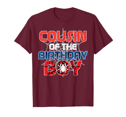 Cousin of Birthday Boy Spider Family Bday Party Boys Kids T-Shirt