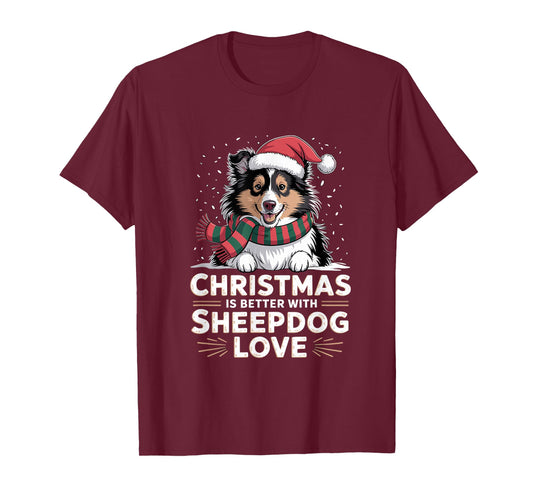 Cute Xmas Christmas is Better with Shetland Sheepdog Love T-Shirt
