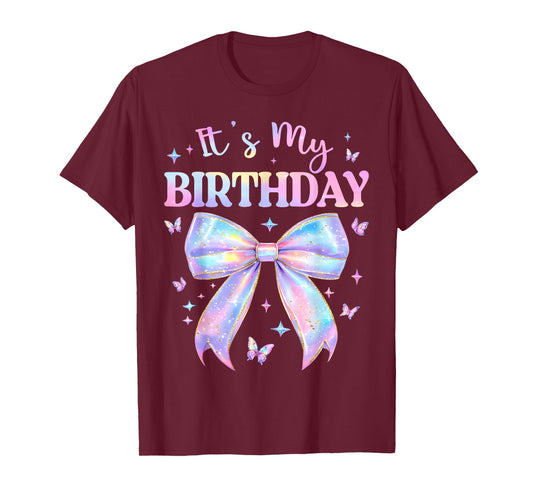 It's My Birthday Tie Dye Coquette Bow Butterfly Birthday T-Shirt