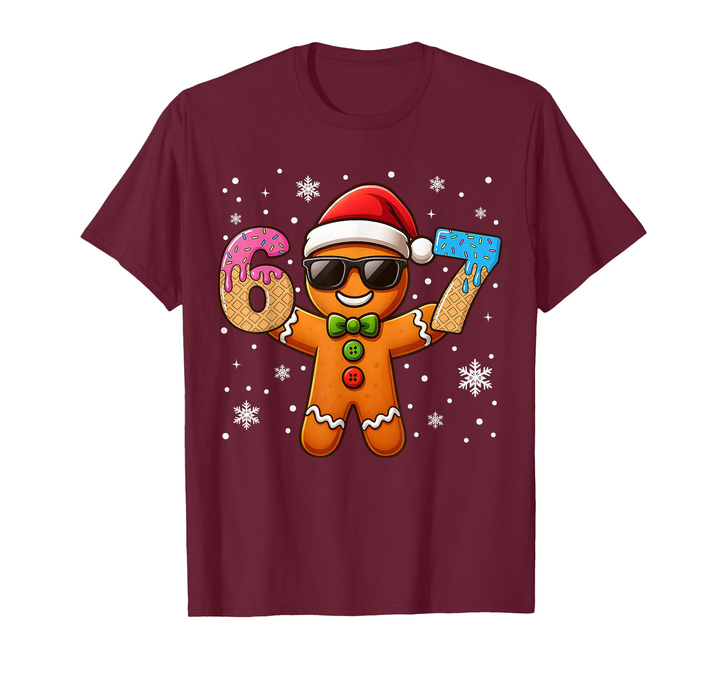 Funny Gingerbread Six Seven 67 Ice Cream Drip Christmas Boys T-Shirt