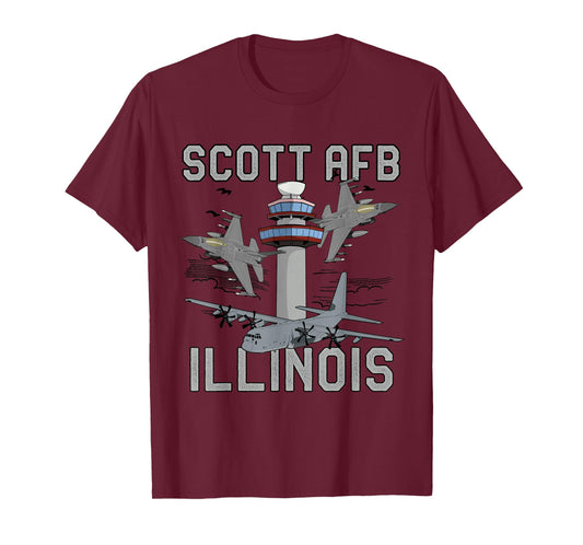 Scott AFB Illinois Air Force Base Fighter Jets Vintage Tee T-Shirt