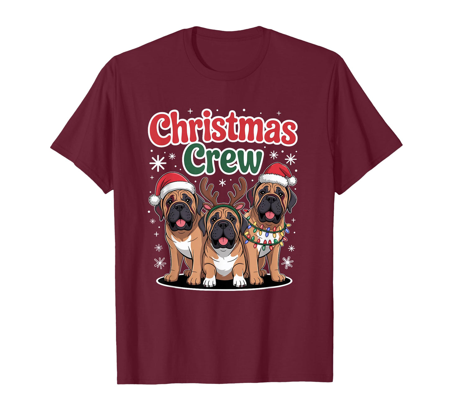 Christmas Crew Xmas Puppy Funny Christmas English Mastiff T-Shirt