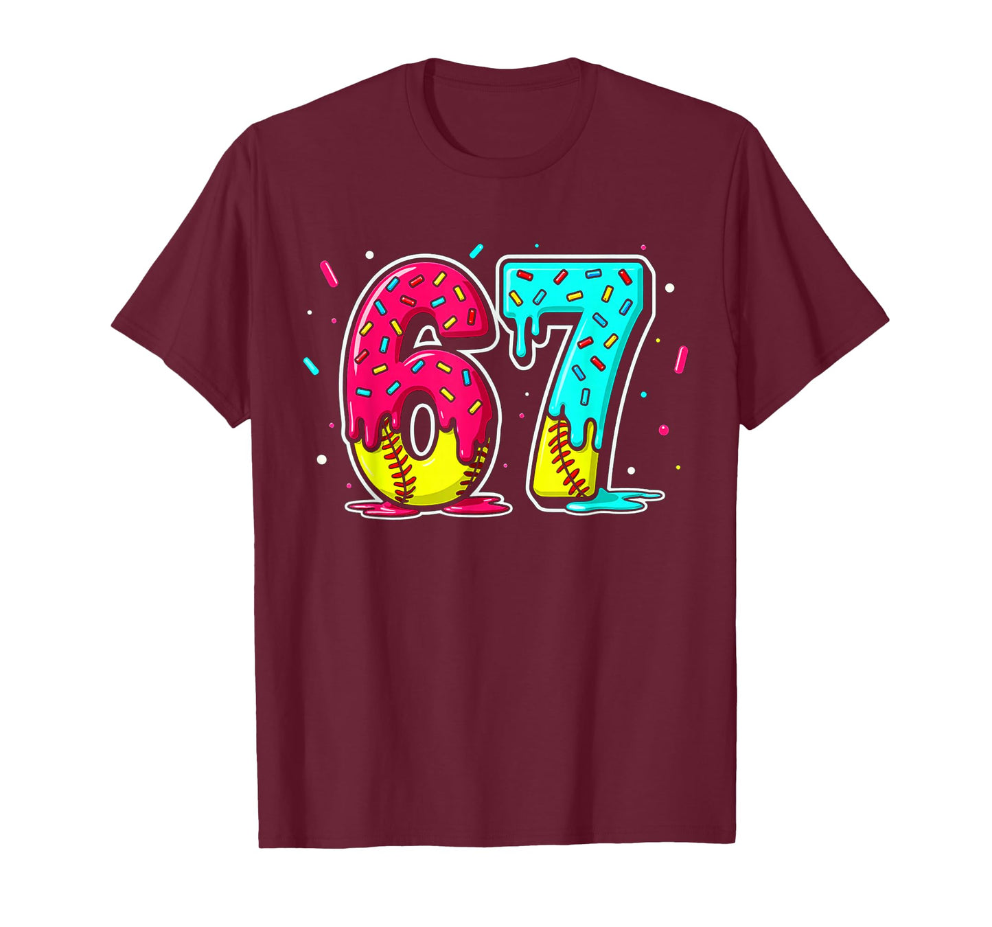 Ice Cream Dripping Softball Drip Funny 6 7 Six Seven Meme T-Shirt
