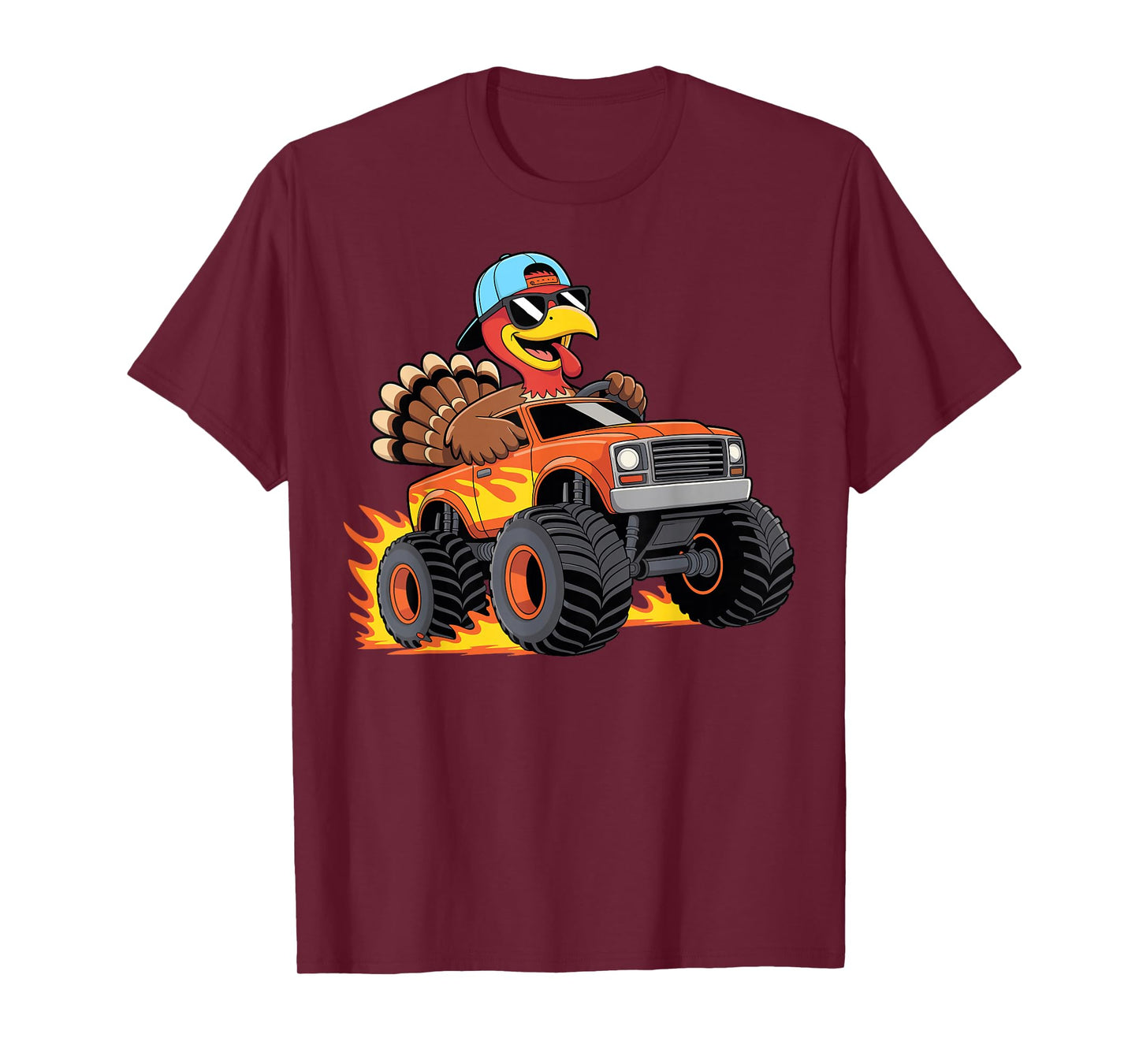 Thanksgiving Turkey Riding Monster Truck Boys Kids Youth T-Shirt