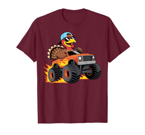 Thanksgiving Turkey Riding Monster Truck Boys Kids Youth T-Shirt