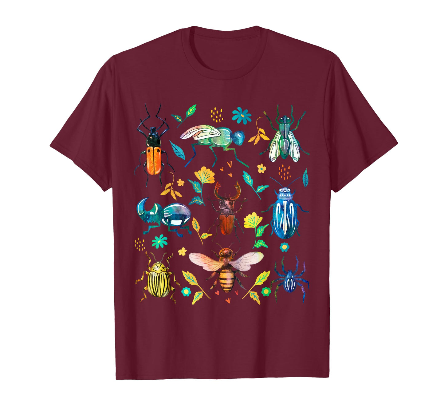 Colorful Insects & Bugs Illustration Entomology Bug Lover T-Shirt