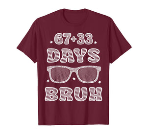 Funny 67 + 33 Days Bruh 100 Days of School Kids Boy Young T-Shirt