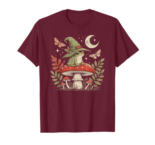 Witch Frog Mushroom Magic Forest Aesthetic Cottagecore T-Shirt
