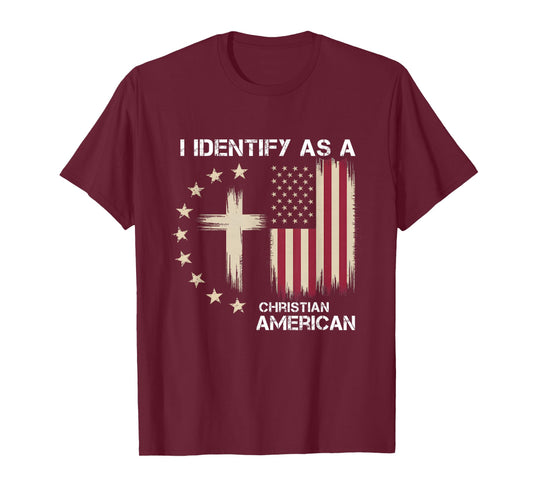 I Identify As A Christian American Patriotic Cross T-Shirt