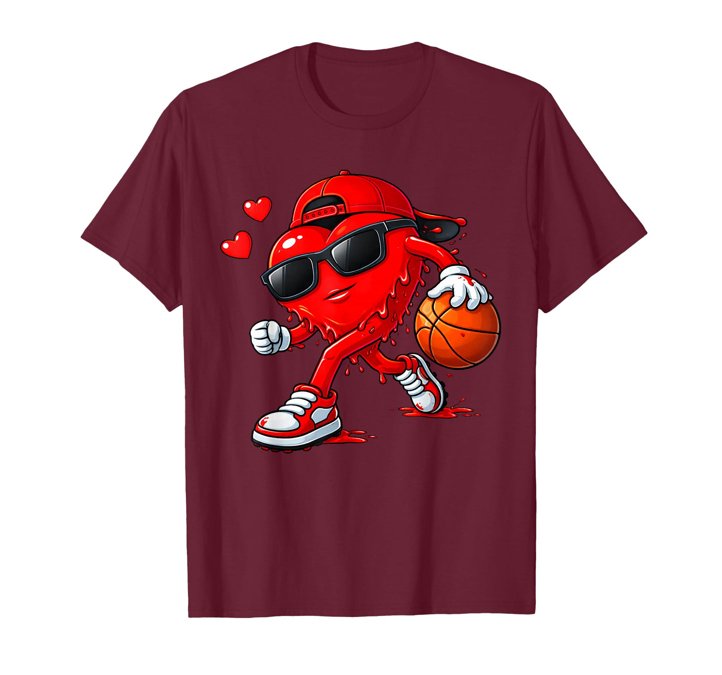 Valentine Basketball Heart Drip Sport Valentines Day Boys T-Shirt